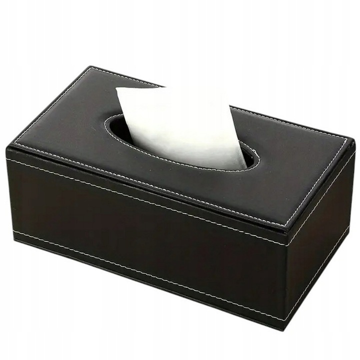 POJEMNIK PUDEŁKO NA CHUSTECZKI CHUSTECZNIK CZARNY Eko Skórka Elegancki