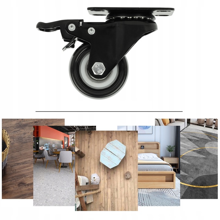 4× ZESTAW JEZDNY KÓŁKA OBROTOWE GUMOWE KOŁA ŁOŻYSKOWANE MEBLOWE 50mm