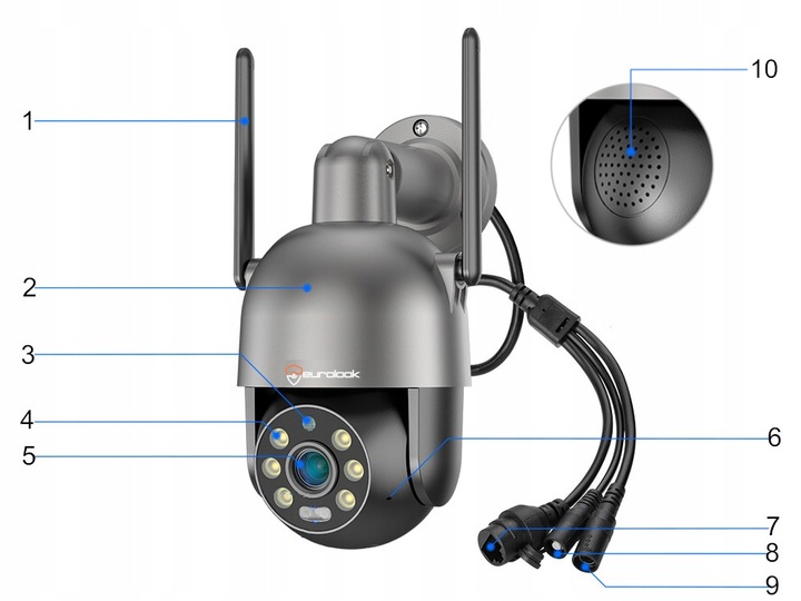 Zewnętrzna Obrotowa Kamera IP WiFi 8MPx 4K ALARM