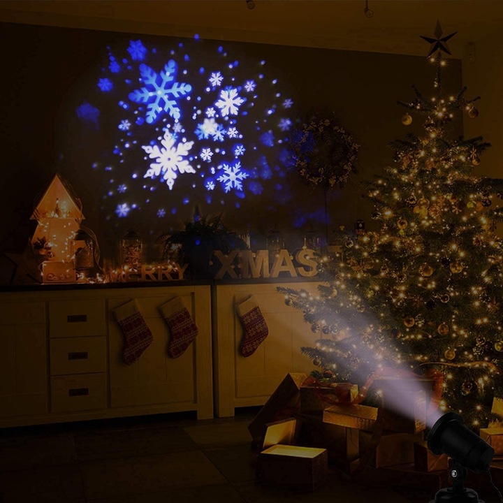 Projektor LASEROWY + świąteczny LED reflektor RZUTNIK 12 KART 6W 48 WZORÓW