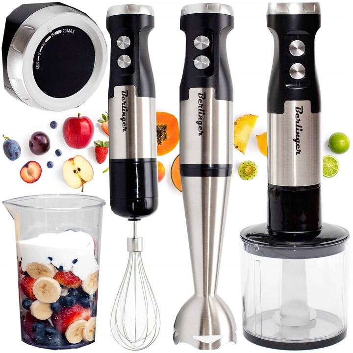 Blender ręczny robot kuchenny 1250W | metalowy mikser, malakser,