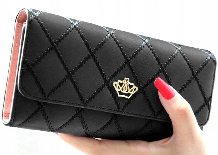 Elegancki Portfel damski na zatrzask skórzany duży rozkładany pojemny skóra