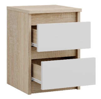 SZAFKA NOCNA SONOMA BIAŁA STOLIK NOCNY DWIE SZUFLADY 30cm SYPIALNIA