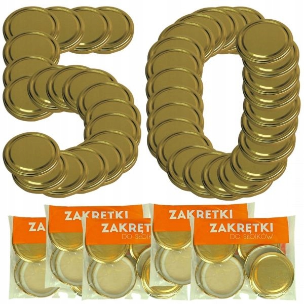 Zakrętki do słoików DUŻE 82mm złote 10 szt. x 5
