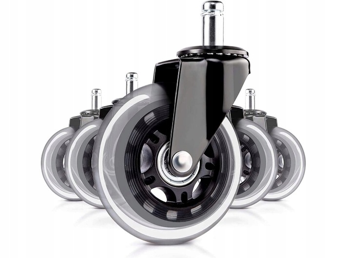 Kółka Poliuretanowe 75mm Łożyskowane - Fotel Biurowy/Gaming, Ochrona