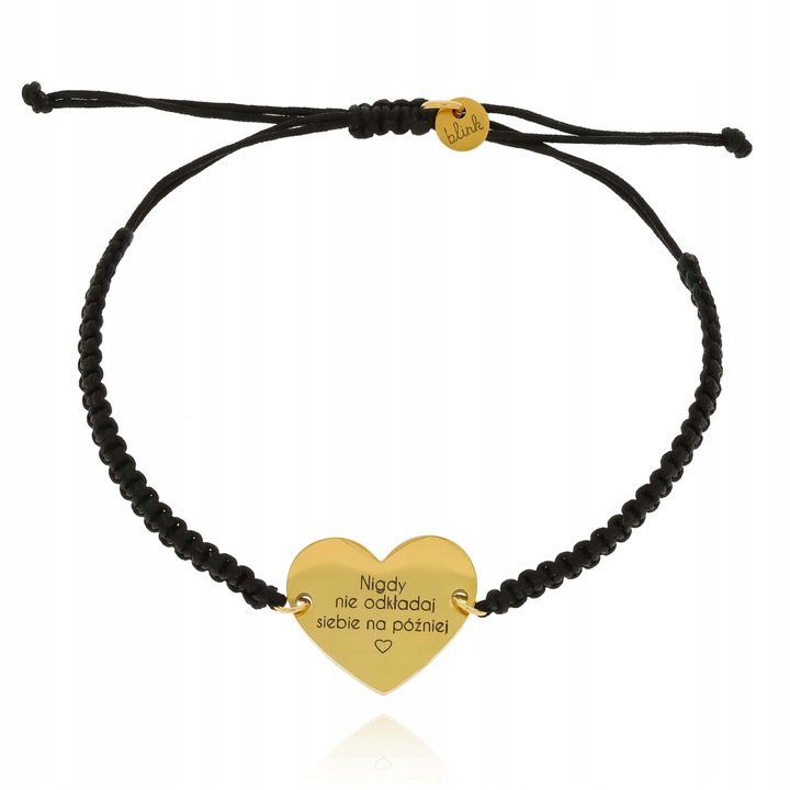 Bransoletka dla przyjaciółki z grawerem cytat na prezent stal 316 l sznurek