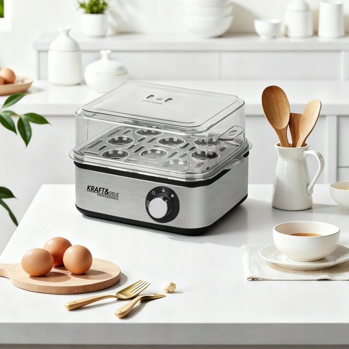 ELEKTRYCZNY JAJOWAR NA 8 JAJEK GOTOWANYCH 4 JAJKA SADZONE 500W