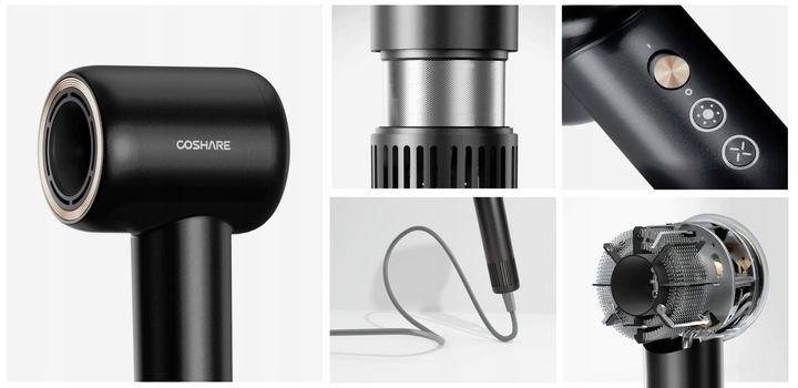 Mocna Suszarka do Włosów COSHARE EssenceRing SuperFlow1 Jonizacja 1600W