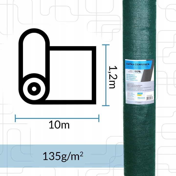 SIATKA CIENIUJĄCA 1,2x10m MASKUJĄCA 90% OSŁONA MATA NA OGRODZENIE PŁOT