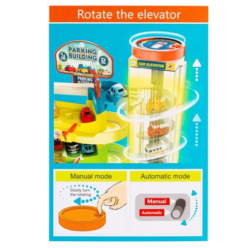 PARKING GARAŻ SAMOCHODOWY Z WINDĄ ZE ŚWIATŁEM I DŹWIĘKIEM AUTA ZAKRĘCONY