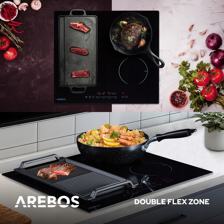 Arebos - Płyta indukcyjna ze strefami Flex | 7200 W | 4 płyty