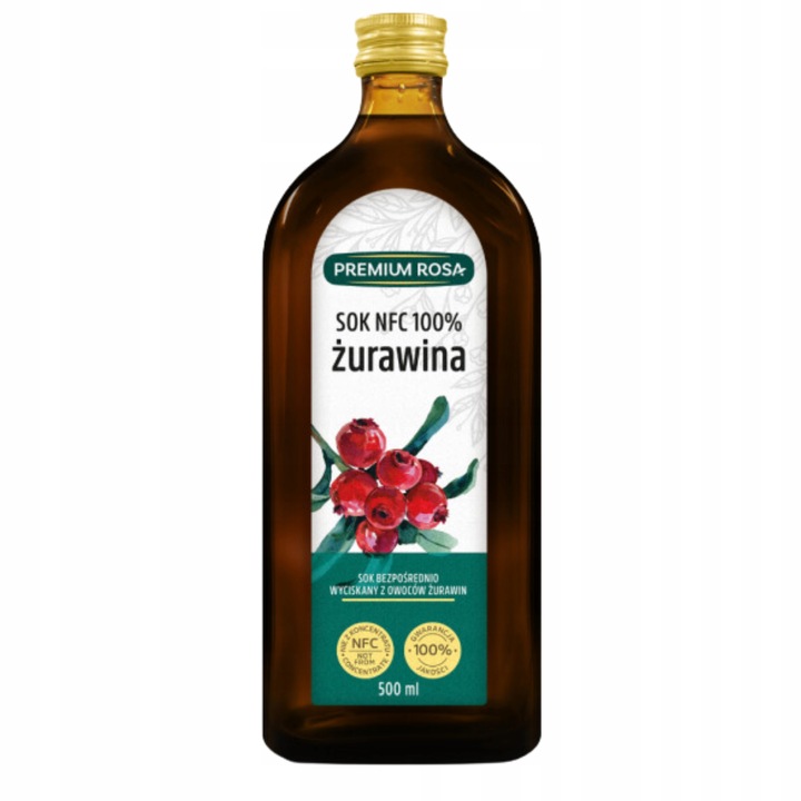 Premium Rosa Sok z Żurawiny NFC 100% 500 ml Wysoka jakość bez cukru