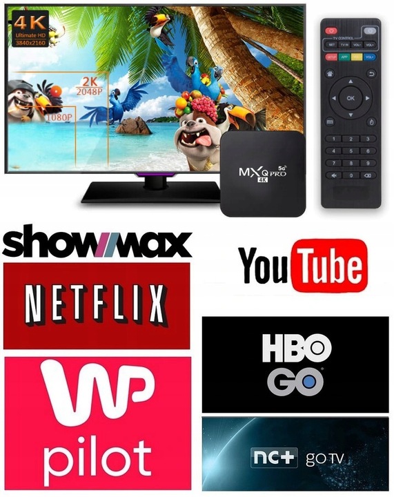 SMART TV BOX MXQ PRO S905X 4K ANDROID 11 1+8GB WIFI NETFLIX PRZYSTAWKA PL