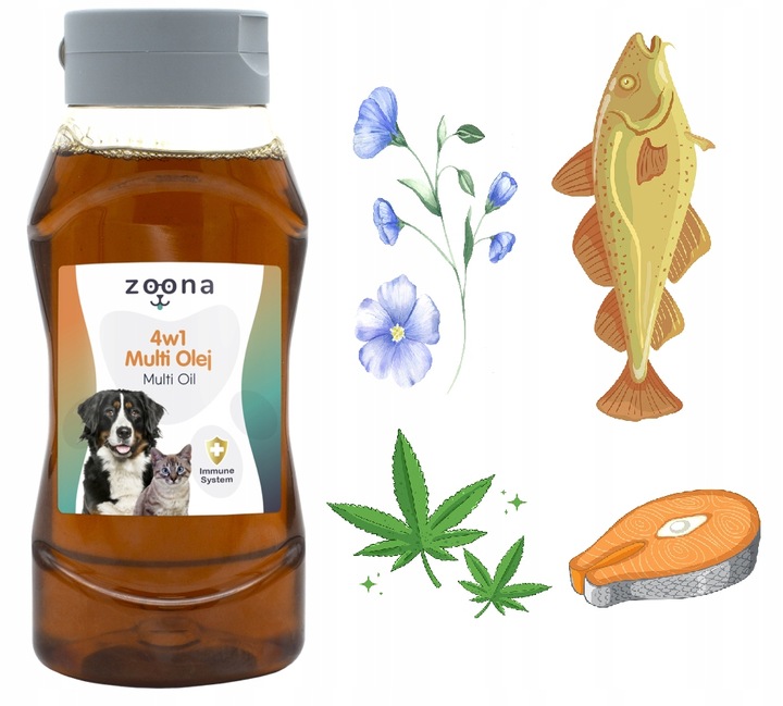 Multi Olej 4w1 500ml Łosoś Len Konopie Dorsz Pies