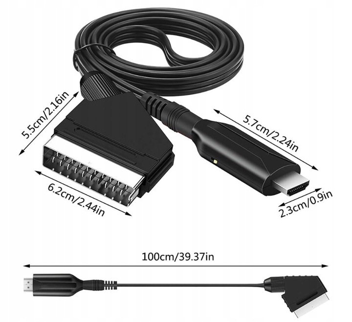 Kabel adapter konwerter z Euro HDMI do Scart