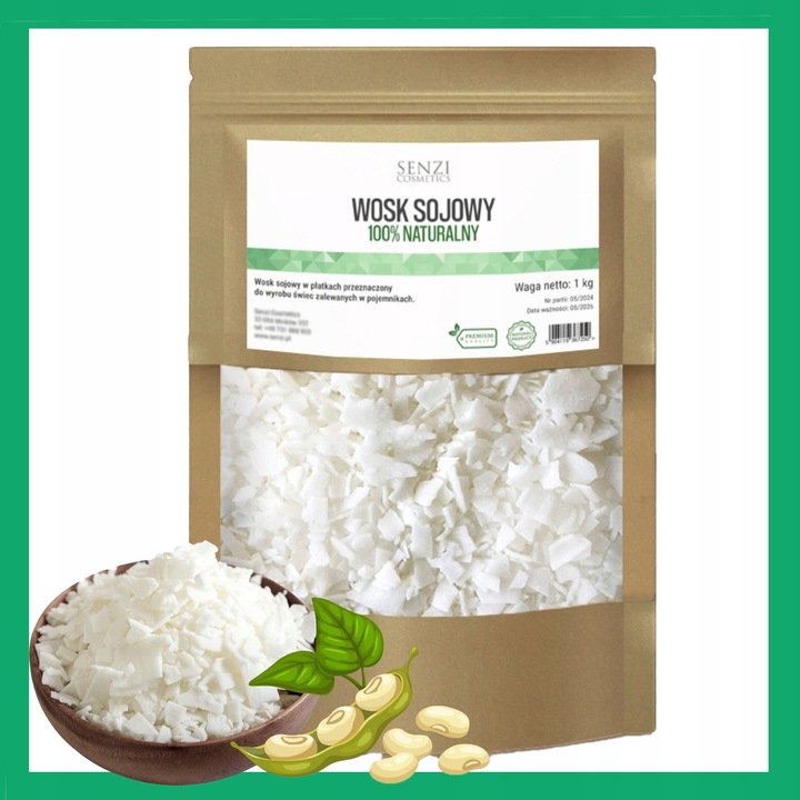 WOSK SOJOWY DO ŚWIEC 1KG Naturalny Świece Sojowe Premium SENZI