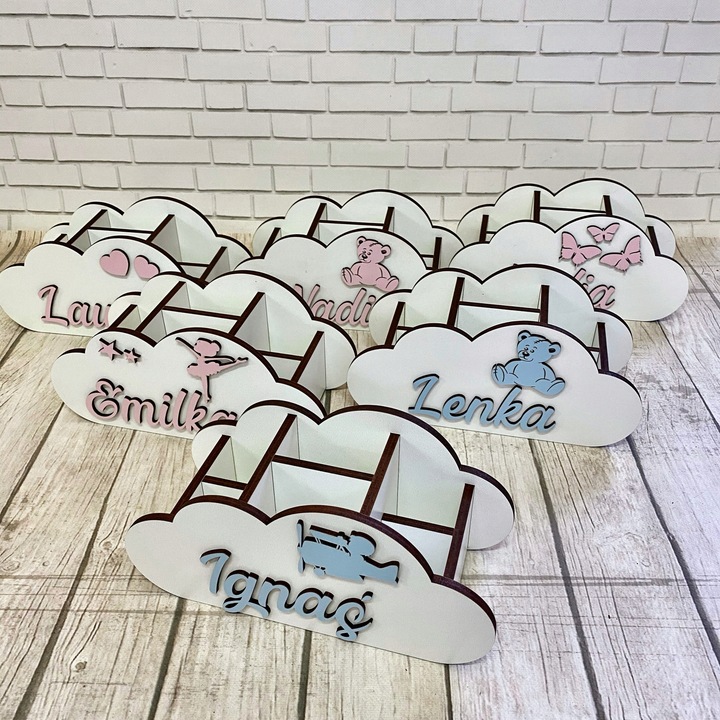 Przybornik Organizer na biurko kredki Chmurka imię dekoracja prezent wzory