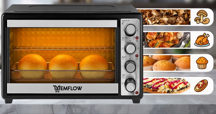 PIEKARNIK ELEKTRYCZNY MINI PIECYK PRZENOŚNY TERMOOBIEG 45L ROŻNO INOX