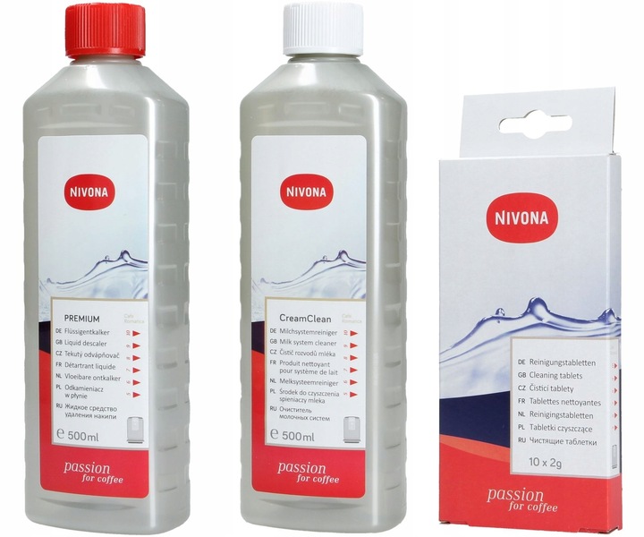 ZESTAW DO CZYSZCZENIA NIVONA ODKAMIENIACZ TABLETKI PŁYN DO OSADU MLEKA