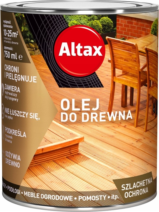 Altax olej do drewna mebli tarasów naturalny tungowy 2,5L DĄB