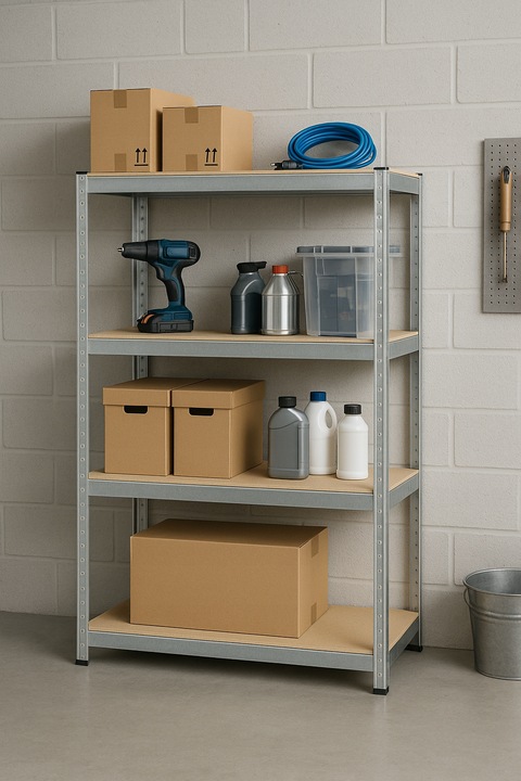 REGAŁ METALOWY MAGAZYNOWY 150x75x30cm 4 PÓŁKI MDF 150kg 600kg DO