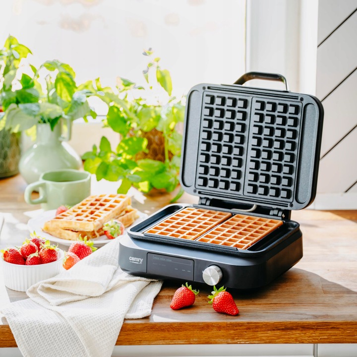 GOFROWNICA 2200W na 2 gofry XXL Timer Głębokie płyty Regulacja