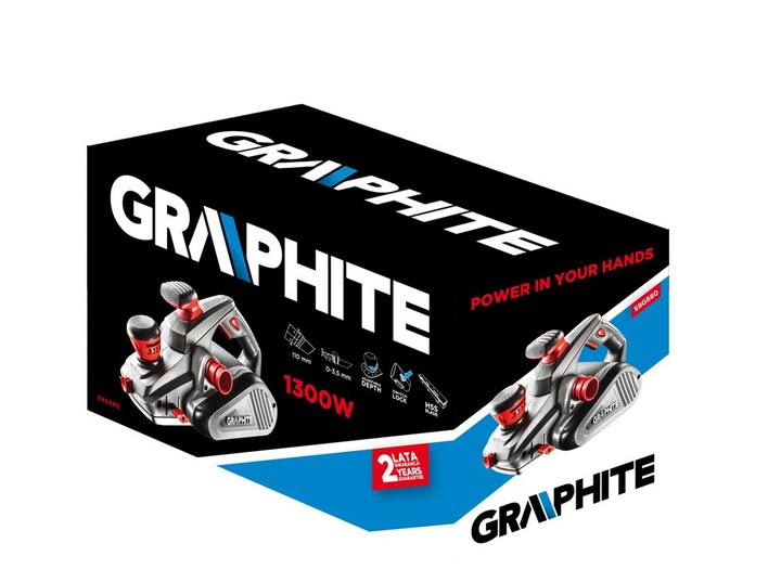 Strug elektryczny 1300W, gł. 3.5, sz. strugania 110 GRAPHITE 59G680