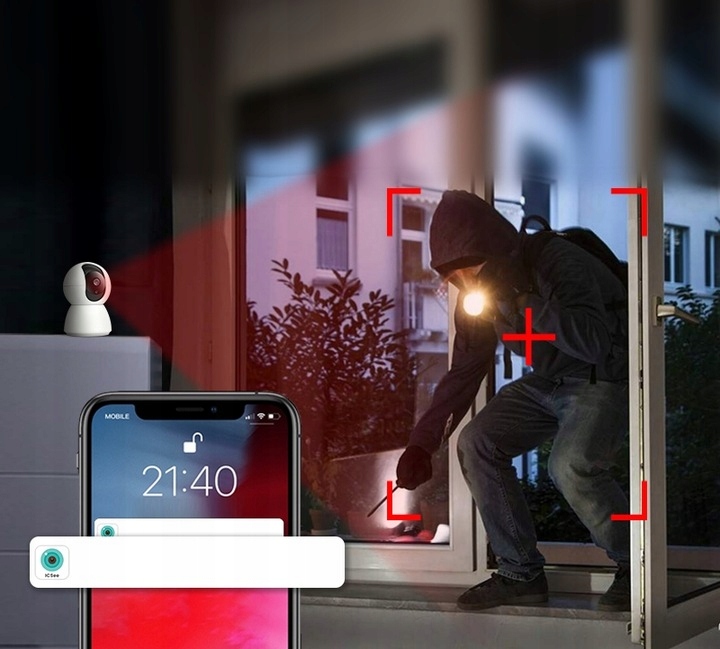 OBROTOWA ELEKTRONICZNA NIANIA BEZPRZEWODOWA KAMERA WIFI WEWNĘTRZNA UHD 3MP