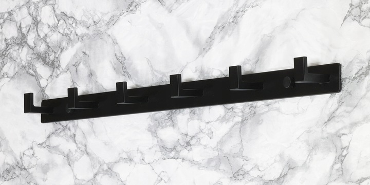 WIESZAK NA UBRANIA DO PRZEDPOKOJU ŚCIENNY CZARNY LOFT LISTWA Z 6