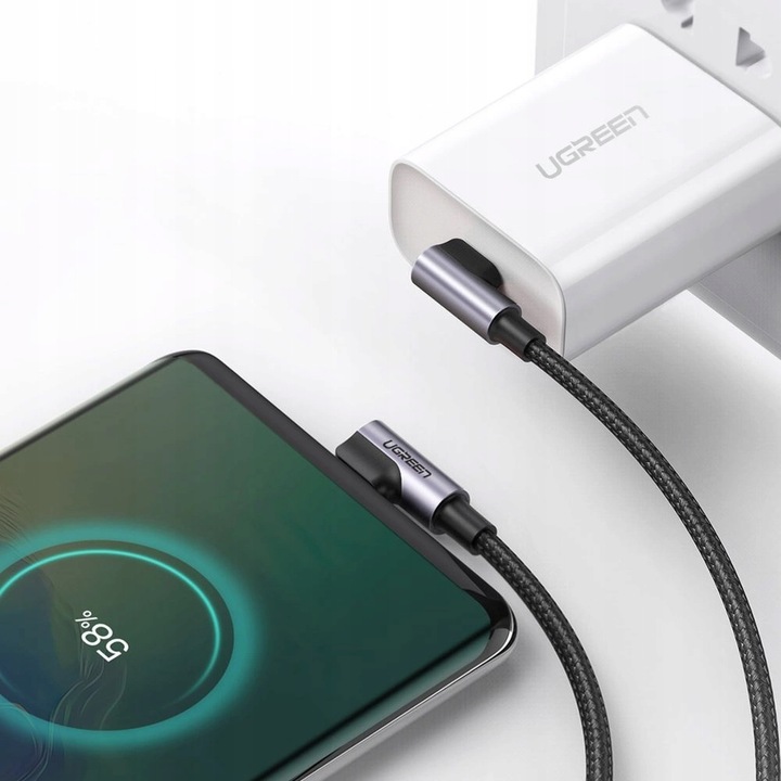 UGREEN KABEL PRZEWÓD USB-C DO USB-C KĄTOWY PD 3A 60W 1M JAKOŚĆ ORYGINAŁ