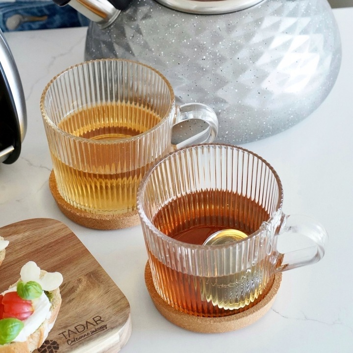 Zestaw SZKLANKI DO KAWY napojów SZKLANY KUBEK do herbaty Z UCHEM 6x400ml