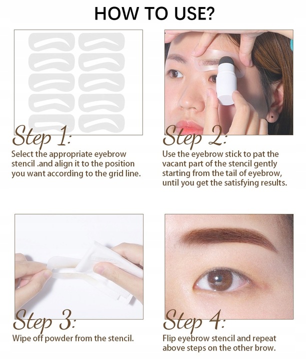 STEMPEL DO BRWI POMADA 10 SZABLONY czarny X1