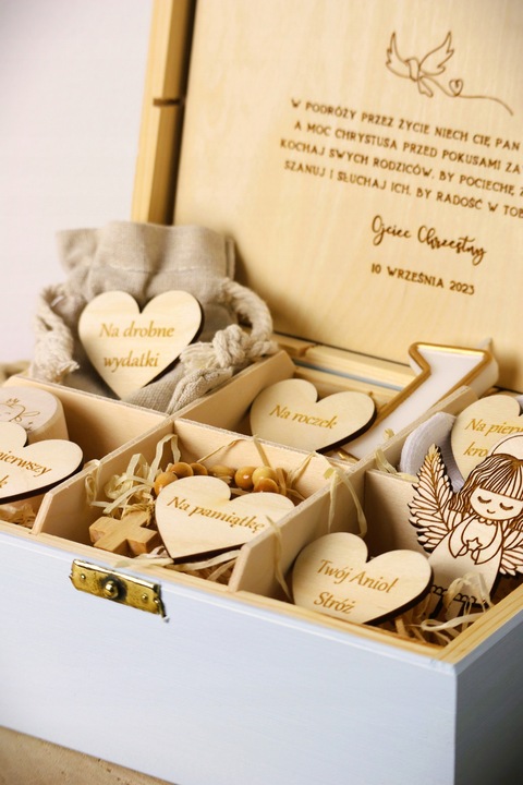 Pamiątka Chrztu Świętego Prezent na Chrzest z Grawerem BŁĘKITNE