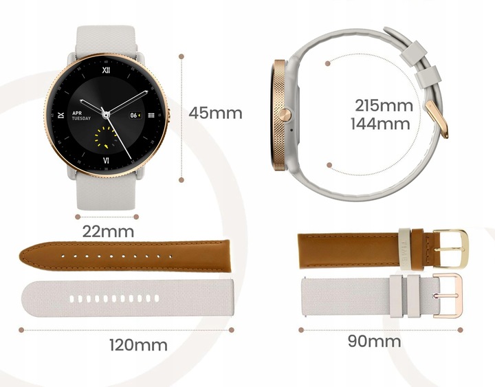 SMARTWATCH DAMSKI AMOLED FUNKCJA ROZMOWY SMS CIŚNIENIOMIERZ POMIAR TĘTNA