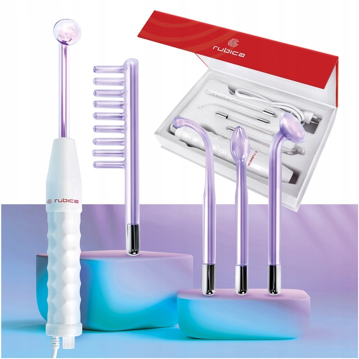 Rubica Darsonval Urządzenie Kosmetyczne + 4 Peloty do Skóry Twarzy Głowy