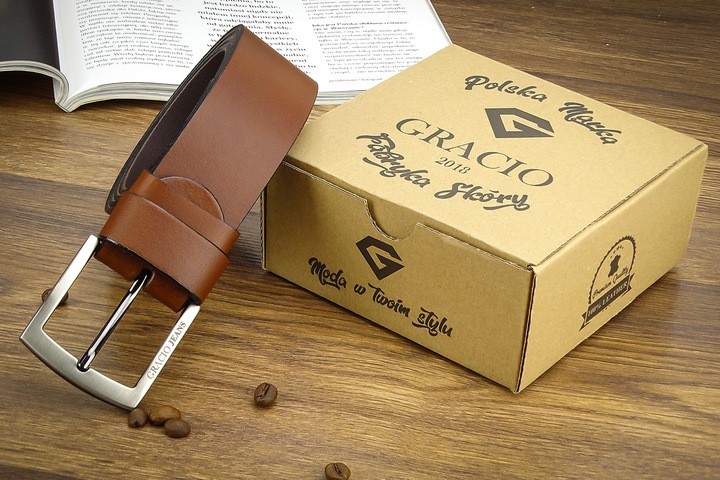 PASEK męski Gracio BRĄZ SZEROKI do spodni JEANS