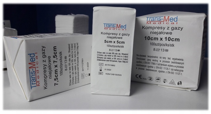 Kompresy gazowe niejałowe 13N8W 10 x 10 a100SZT x 50 opakowań