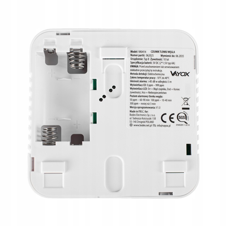 CZUJNIK CZADU DETEKTOR TLENKU WĘGLA WYKRYWACZ 10LAT ŻYWTONOŚCI 85db