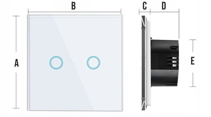 WŁĄCZNIK WYŁĄCZNIK ŚWIATŁA SZKLANY DOTYKOWY PODWÓJNY BIAŁY SZKŁO BIAŁE