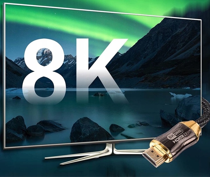 Kabel HDMI -HDMI v2.1 przewód 2M 3D - 4K 8k FULLHD Przewód HDMI do TV MOCNY