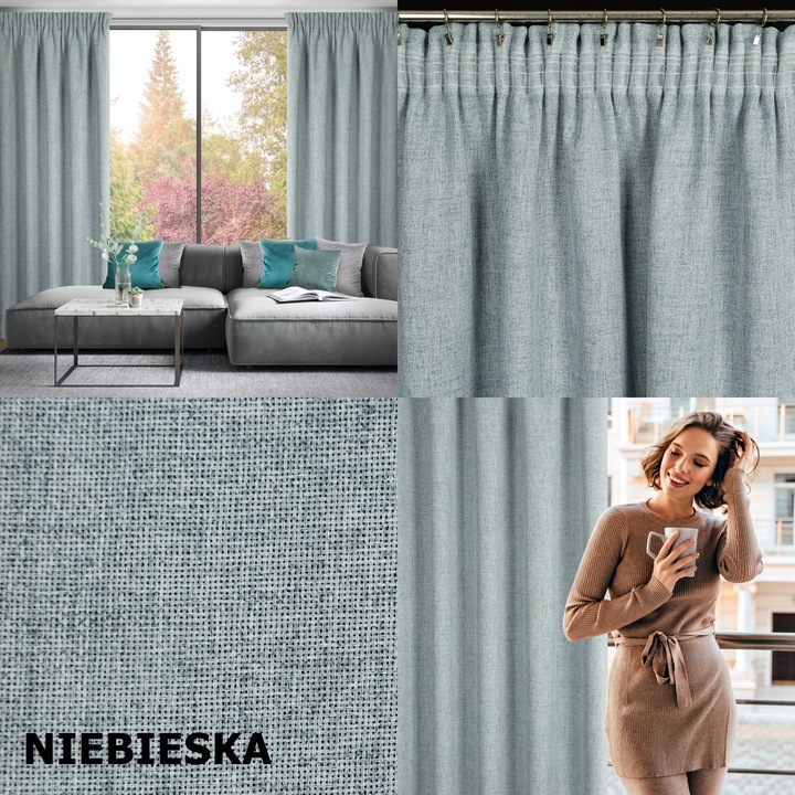 ZASŁONA GOTOWA JULA2 TAŚMA 140 X 270 CM LEN BEŻOWY STYL EKO RÓŻNE KOLORY