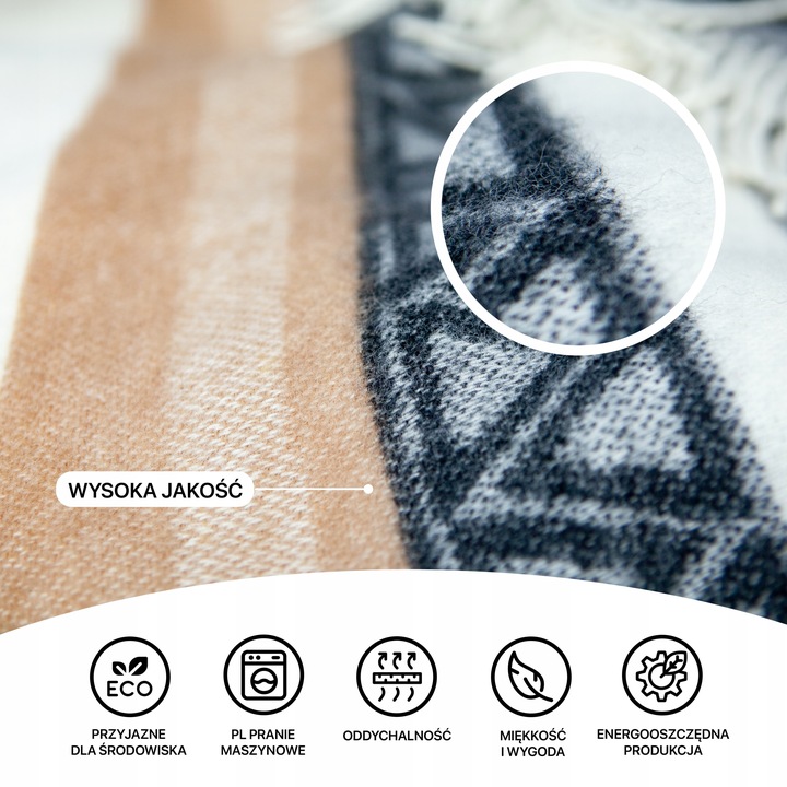 KOC Swiateczny WEŁNIANY cieply 100% wełna nowozelandzka 140x200