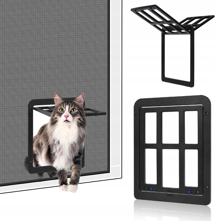 KLAPKA DO DRZWI MOSKITIERY DLA KOTA PSA OTWÓR WEJŚCIE DRZWICZKI KLAPA SZARA