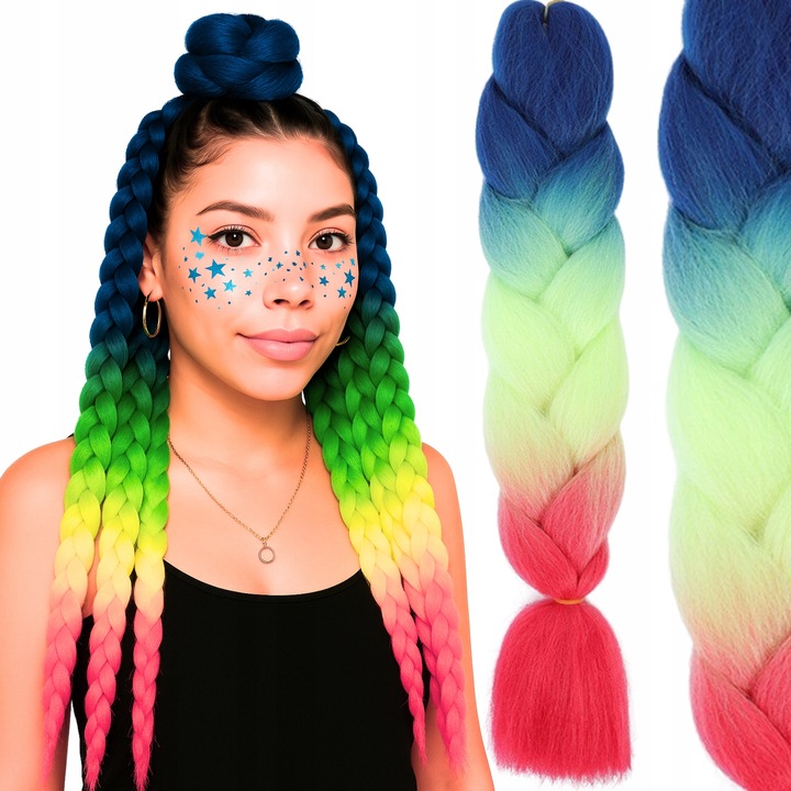 ZESTAW 6 SZTUK WŁOSY SYNTETYCZNE DO WARKOCZYKÓW KOLOROWE OMBRE