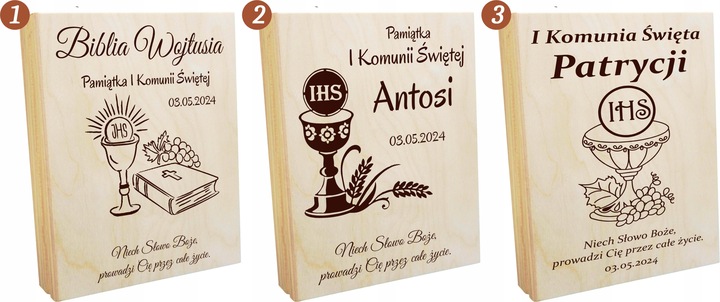 BIBLIA NA KOMUNIĘ PAMIĄTKA PIERWSZEKJ KOMUNII Z GRAWEREM PIĘKNY PREZENT