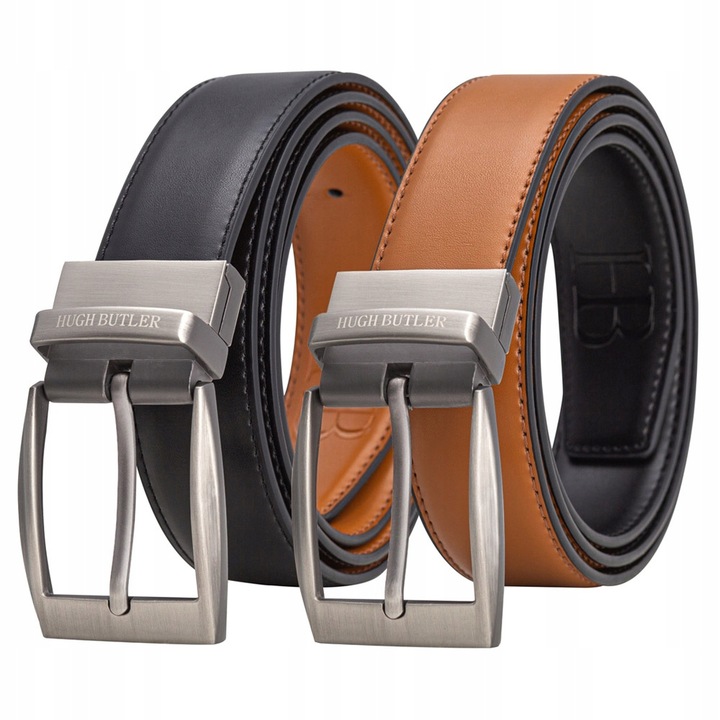 DWUSTRONNY SKÓRZANY PASEK DO SPODNI PASEK MĘSKI DO SPODNI Hugh Butler