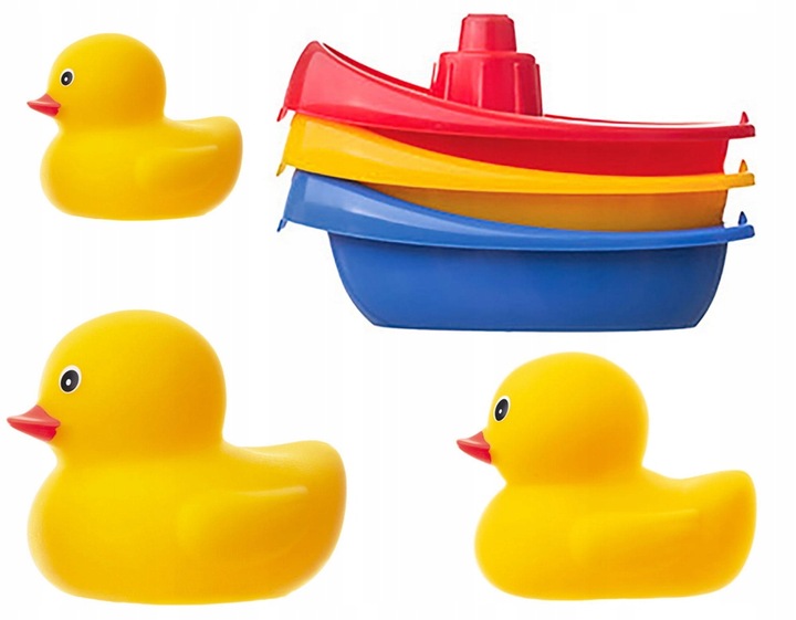 TULLO Zabawki do kąpieli BEZ DZIURKI łódki kaczki