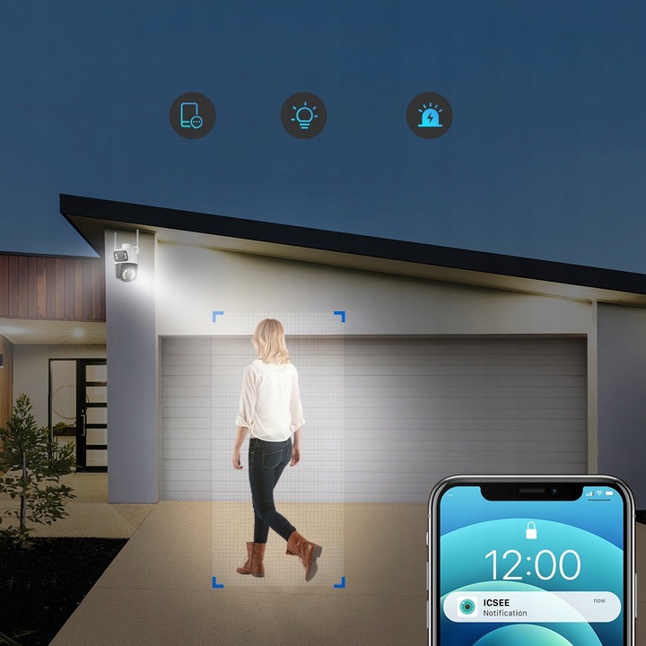 PODWÓJNA KAMERA WIFI IP SMART 8MP ALARM DETEKCJA iCSee