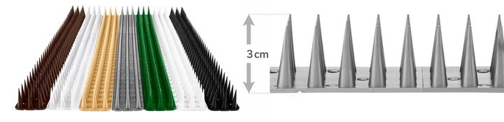 WYSOKIE KOLCE NA PTAKI GOŁĘBIE KUN KOLORÓW 10 SZT 5 METRÓW KOLOR