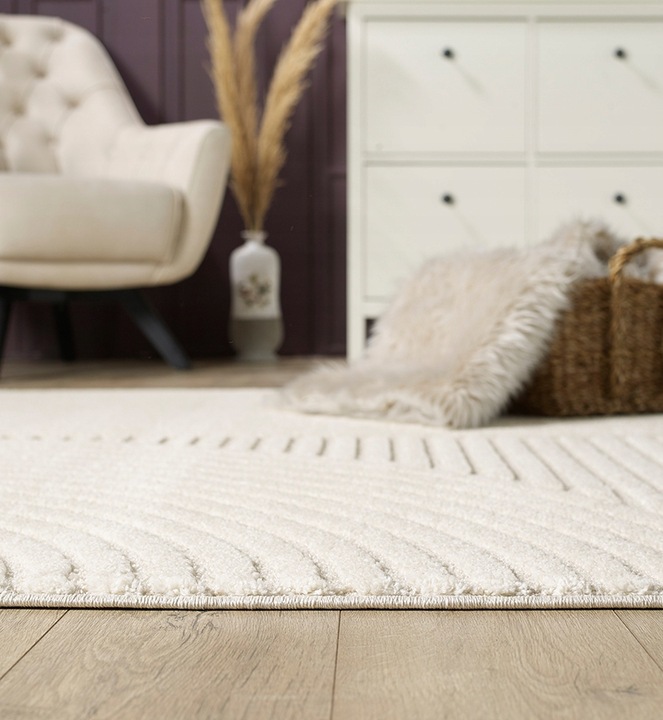 the carpet Everest Short Pile Rug, High-Low Effect, Panglao, Cream, 120x170